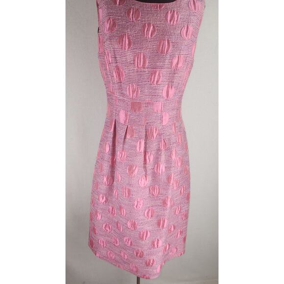 Per Se Dress Womens 8 Pink Polkadot Preppy Retroglam, Modern Royalty, Tweed - Picture 3 of 10